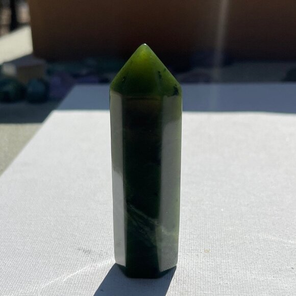 Nephrite Jade Tower Crystal Point - Picture 4 of 7
